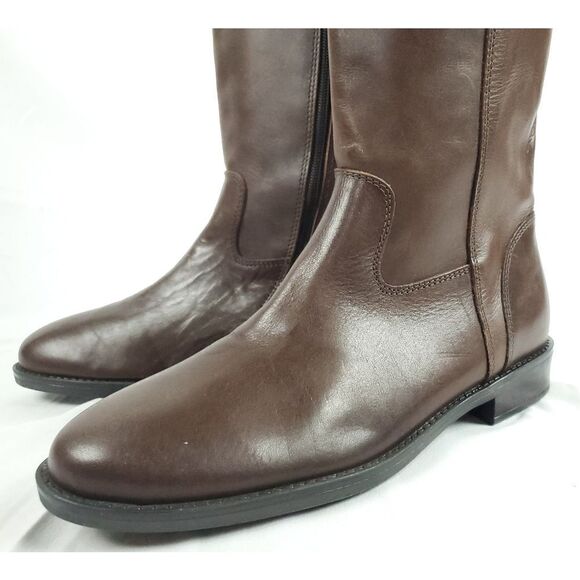 Italian Shoemaker brown  Leather low  Heeled Boots inside side zipper sz 6.5 - Picture 7 of 11
